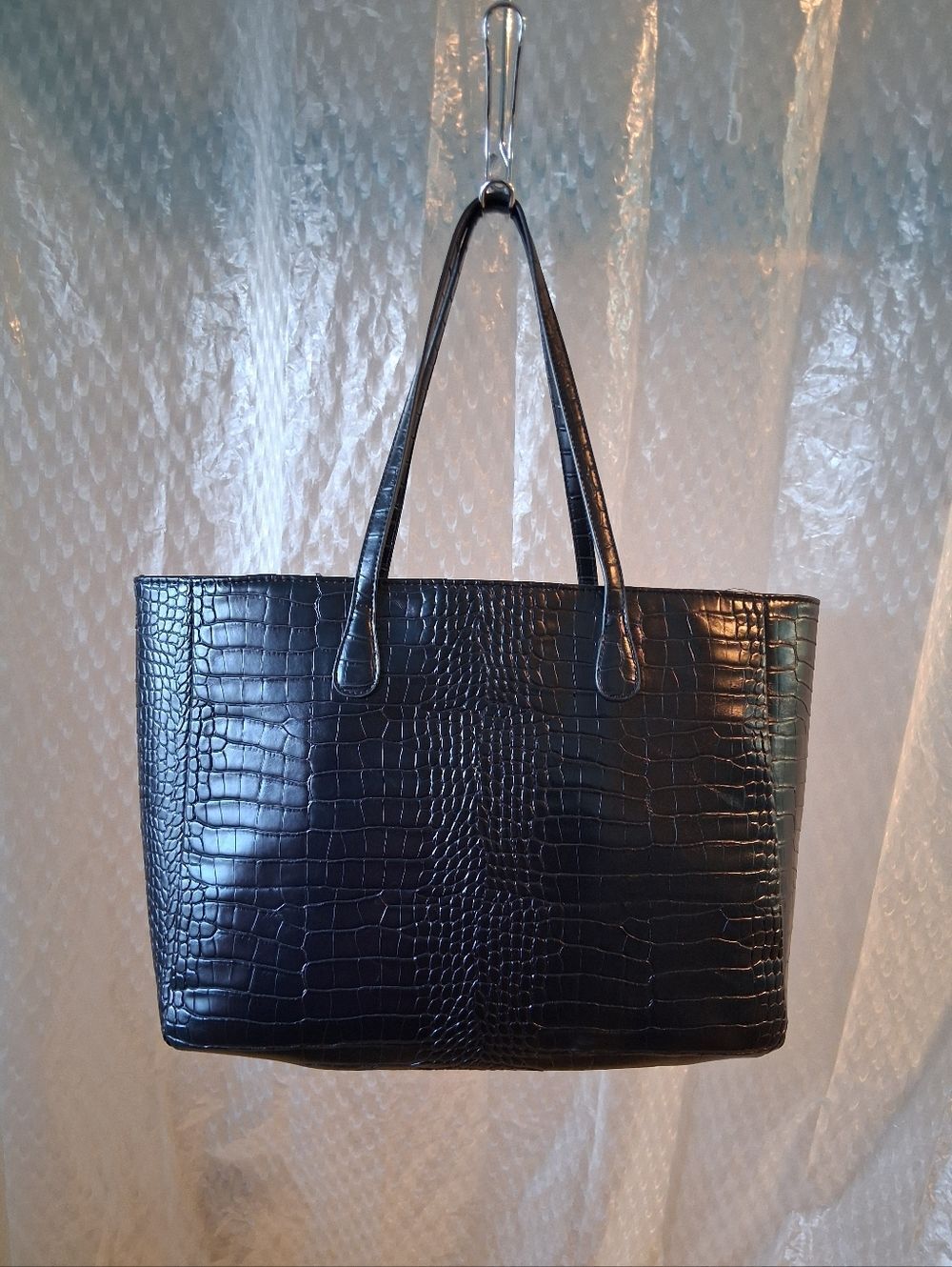 Mia K Farrow Collection Black Croc-Embossed Tote Bag - Classic Everyday Carry